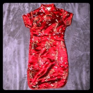 Girls red cheongsam Chinese dress size 7/8 M